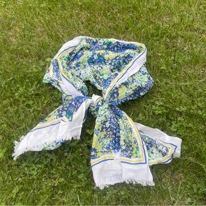 Talbots Blue and Green Floral Scarf Wrap